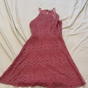 Lace Halter Dress in Dusty Rose